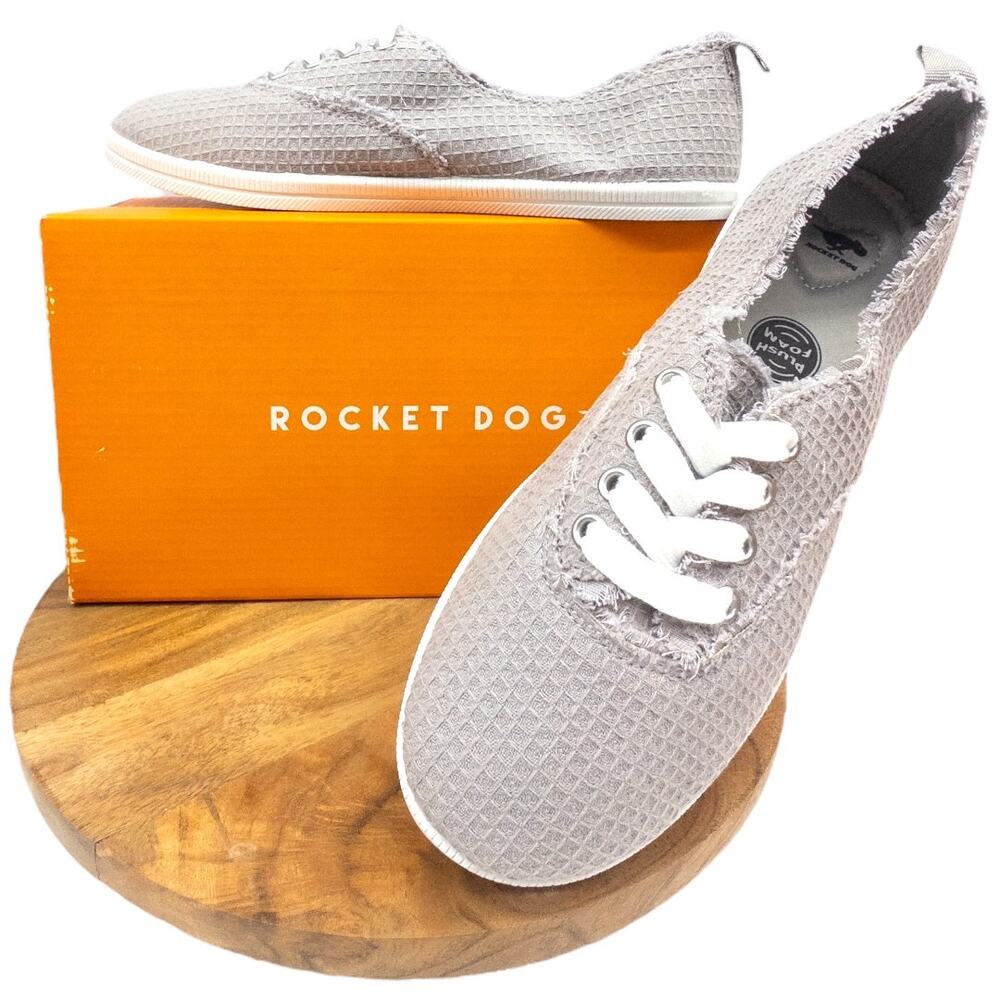 Rocket Dog Millie Lima Waffle Sneakers Gray Frayed Canvas Women's Size 9